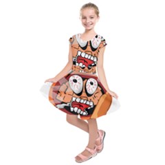 Brain Cartoon Animation Kids  Short Sleeve Dress