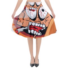 Brain Cartoon Animation Flared Midi Skirt