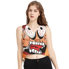 Brain Cartoon Animation V-neck Cropped Tank Top by Jancukart