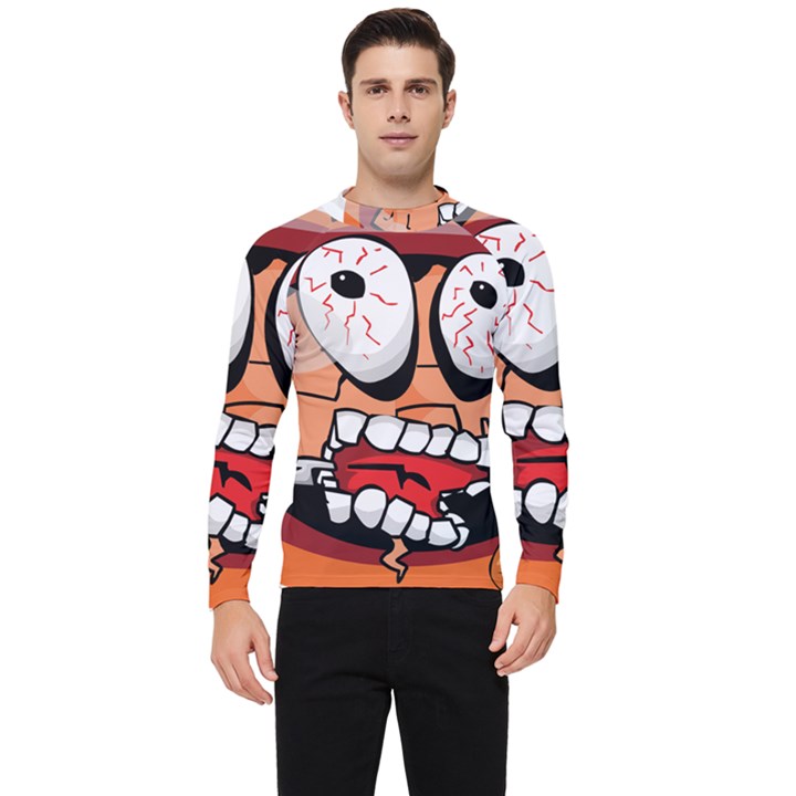 Brain Cartoon Animation Men s Long Sleeve Rash Guard