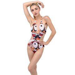 Brain Cartoon Animation Plunging Cut Out Swimsuit