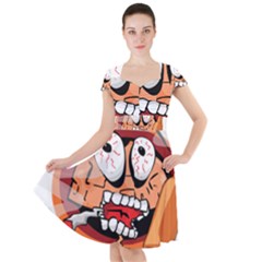 Brain Cartoon Animation Cap Sleeve Midi Dress by Jancukart