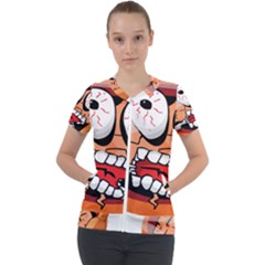 Brain Cartoon Animation Short Sleeve Zip Up Jacket