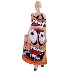 Brain Cartoon Animation Half Sleeves Maxi Dress by Jancukart