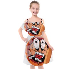 Brain Cartoon Animation Kids  Cut Out Shoulders Chiffon Dress