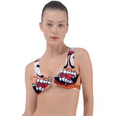 Brain Cartoon Animation Ring Detail Bikini Top