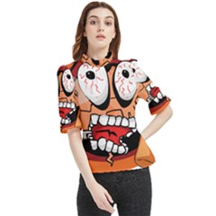 Brain Cartoon Animation Frill Neck Blouse