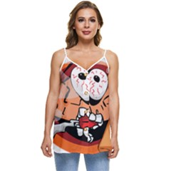 Brain Cartoon Animation Casual Spaghetti Strap Chiffon Top