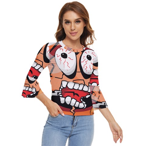 Brain Cartoon Animation Bell Sleeve Top by Jancukart