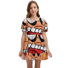 Brain Cartoon Animation Kids  Short Sleeve Dolly Dress by Jancukart