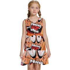 Brain Cartoon Animation Kids  Sleeveless Tiered Mini Dress by Jancukart