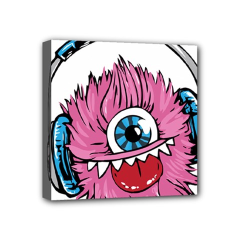 Monster-headphones-headset-listen Mini Canvas 4  X 4  (stretched)