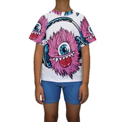 Monster-headphones-headset-listen Kids  Short Sleeve Swimwear