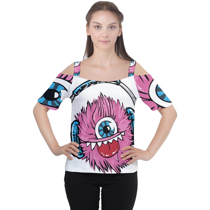 Monster-headphones-headset-listen Cutout Shoulder Tee