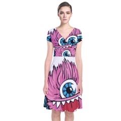 Monster-headphones-headset-listen Short Sleeve Front Wrap Dress