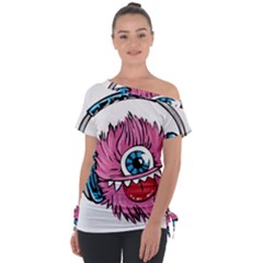 Monster-headphones-headset-listen Off Shoulder Tie-up Tee