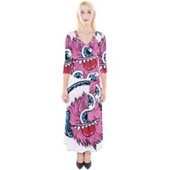 Monster-headphones-headset-listen Quarter Sleeve Wrap Maxi Dress