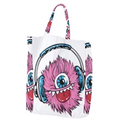 Monster-headphones-headset-listen Giant Grocery Tote by Jancukart