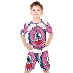 Monster-headphones-headset-listen Kids  Tee And Shorts Set