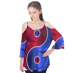 Yin Yang Eastern Asian Philosophy Flutter Sleeve Tee 