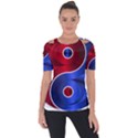 Yin Yang Eastern Asian Philosophy Shoulder Cut Out Short Sleeve Top View1