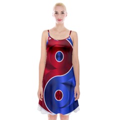 Yin Yang Eastern Asian Philosophy Spaghetti Strap Velvet Dress