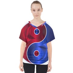 Yin Yang Eastern Asian Philosophy V-neck Dolman Drape Top