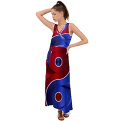 Yin Yang Eastern Asian Philosophy V-neck Chiffon Maxi Dress by Jancukart