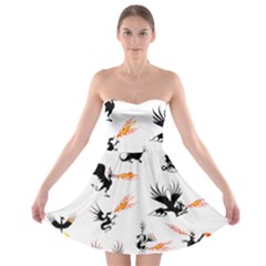 Dragon-phoenix-fire-bird-ancient Strapless Bra Top Dress