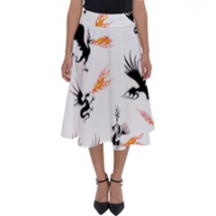 Dragon-phoenix-fire-bird-ancient Perfect Length Midi Skirt