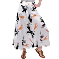 Dragon-phoenix-fire-bird-ancient Satin Palazzo Pants