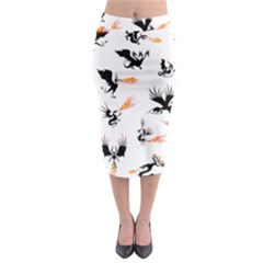 Dragon-phoenix-fire-bird-ancient Midi Pencil Skirt