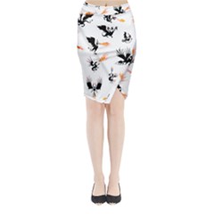 Dragon-phoenix-fire-bird-ancient Midi Wrap Pencil Skirt