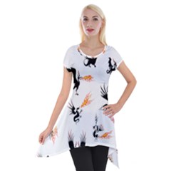 Dragon-phoenix-fire-bird-ancient Short Sleeve Side Drop Tunic