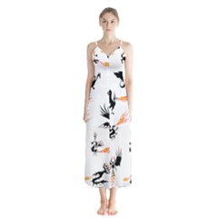 Dragon-phoenix-fire-bird-ancient Button Up Chiffon Maxi Dress