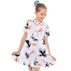 Dragon-phoenix-fire-bird-ancient Kids  Short Sleeve Shirt Dress