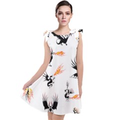 Dragon-phoenix-fire-bird-ancient Tie Up Tunic Dress