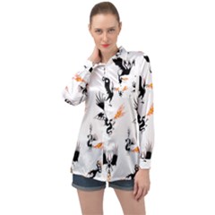 Dragon-phoenix-fire-bird-ancient Long Sleeve Satin Shirt