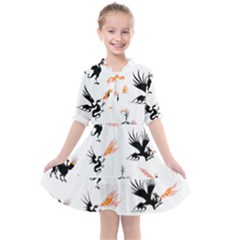 Dragon-phoenix-fire-bird-ancient Kids  All Frills Chiffon Dress