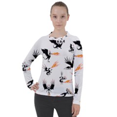 Dragon-phoenix-fire-bird-ancient Women s Pique Long Sleeve Tee