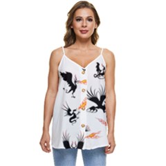 Dragon-phoenix-fire-bird-ancient Casual Spaghetti Strap Chiffon Top