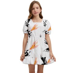 Dragon-phoenix-fire-bird-ancient Kids  Short Sleeve Dolly Dress