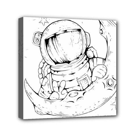 Astronaut-moon-space-astronomy Mini Canvas 6  X 6  (stretched)