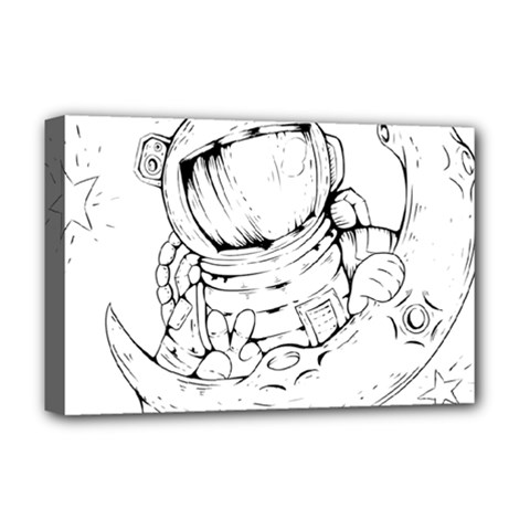 Astronaut-moon-space-astronomy Deluxe Canvas 18  X 12  (stretched)