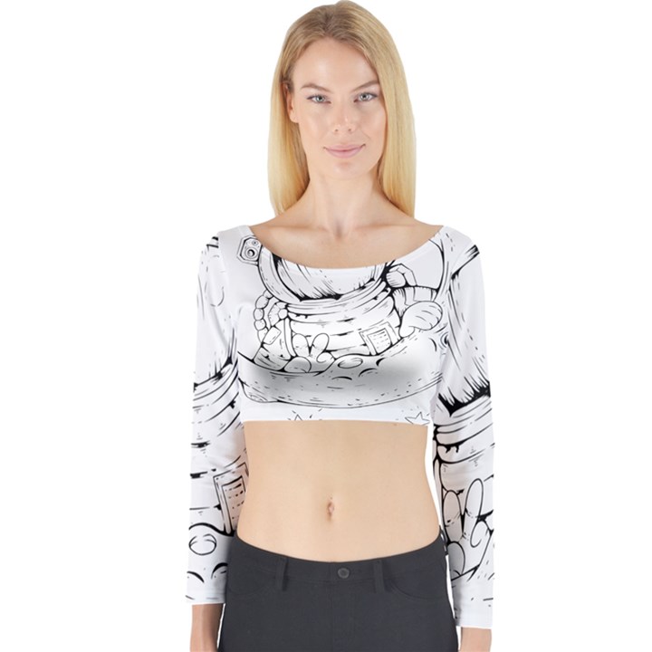 Astronaut-moon-space-astronomy Long Sleeve Crop Top