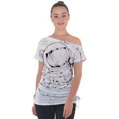 Astronaut-moon-space-astronomy Off Shoulder Tie-up Tee