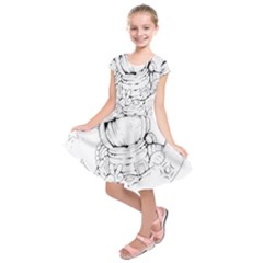 Astronaut-moon-space-astronomy Kids  Short Sleeve Dress