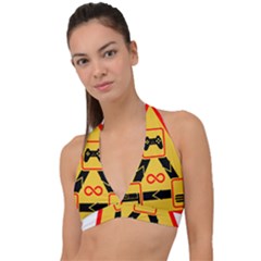 Gamer-geek-video-game-sign-fan Halter Plunge Bikini Top