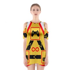 Gamer-geek-video-game-sign-fan Shoulder Cutout One Piece Dress by Jancukart