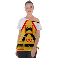 Gamer-geek-video-game-sign-fan Off Shoulder Tie-up Tee